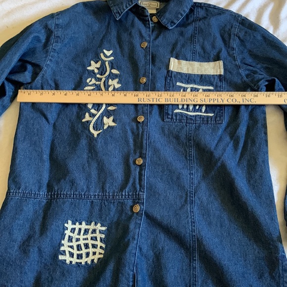 ST GERMAIN PARIS MADE IN USA DENIM SHIRT JACKET COSTAL GRANDMA CHIC VINTAGE Med - Picture 10 of 11
